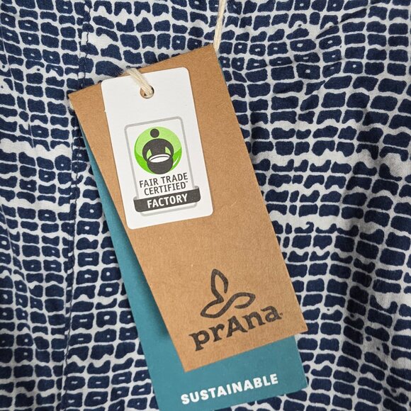 PrAna Tessie Shorts Womens Size Large Blue Thatch Black White Pull On Summer NWT - Picture 5 of 12